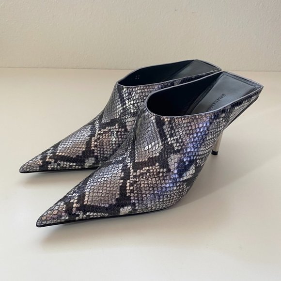 $1015 Balenciaga Metal Heels Snake Print Mule - Picture 2 of 9